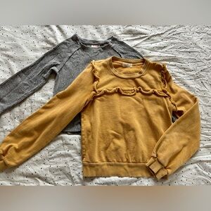 Mustard Ruffle Sweater & Grey Cat & Jack Sweater Bundle